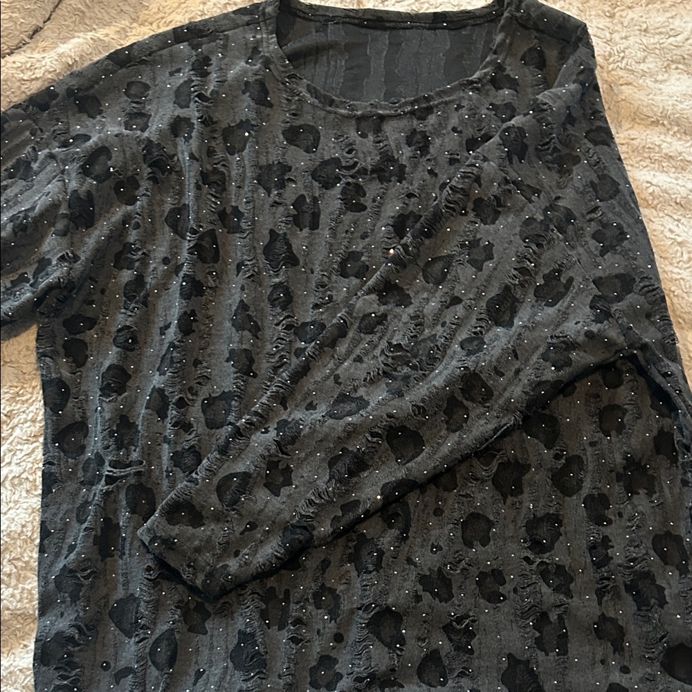 Black Patterned Long Sleeve Top - Picture 11 of 11